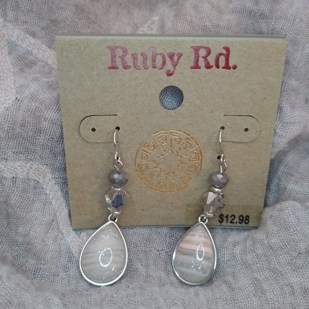 Pink Teardrop Glitter Stone Earrings